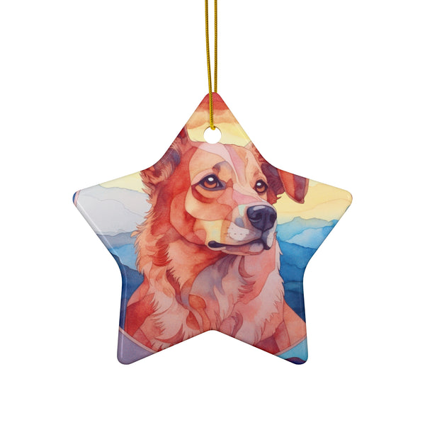 🐾 Watercolor Dog Circle Ornament 🎄