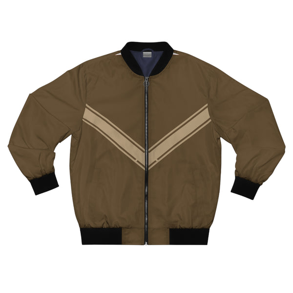 Retro Chevron Brown Bomber Jacket ⚡️