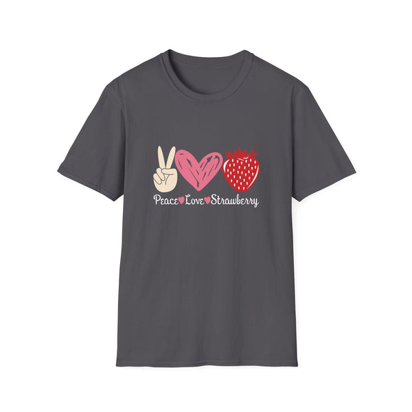 Peace Love Strawberry Farmer Strawberries Lover Berry Fruits Unisex Softstyle T-Shirt
