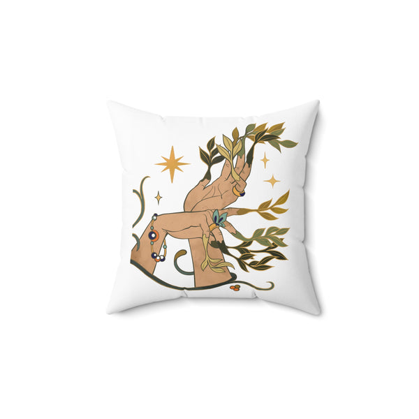 Hands Art Spun Polyester Square Pillow, Double-Sided Artistic Cushion, Cozy Home Decor, Zippered Accent Pillow, Beautiful Indoor Pillows