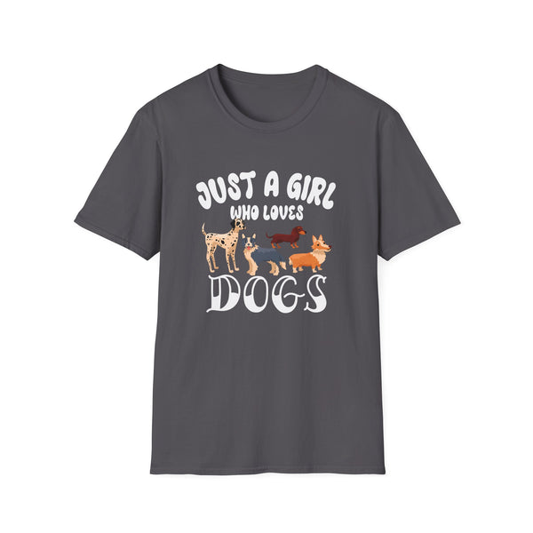 Just a girl who loves Dogs - Funny Puppy Unisex Softstyle T-Shirt
