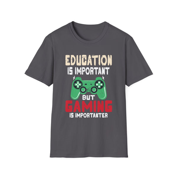 Funny Education Is Important But Gaming Is Importanter Gamer Unisex Softstyle T-Shirt