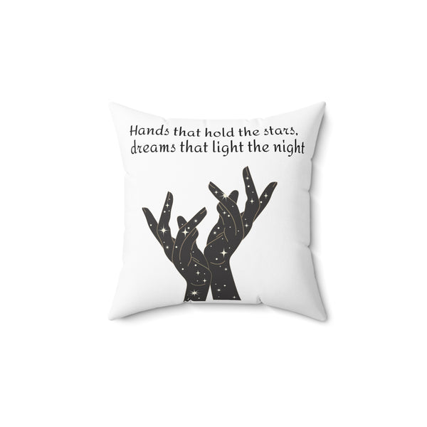 Hand Holding Star Dreams, Lighting the Night Spun Polyester Square Pillow, Artistic Double-Sided Cushion, Cozy Home Decor