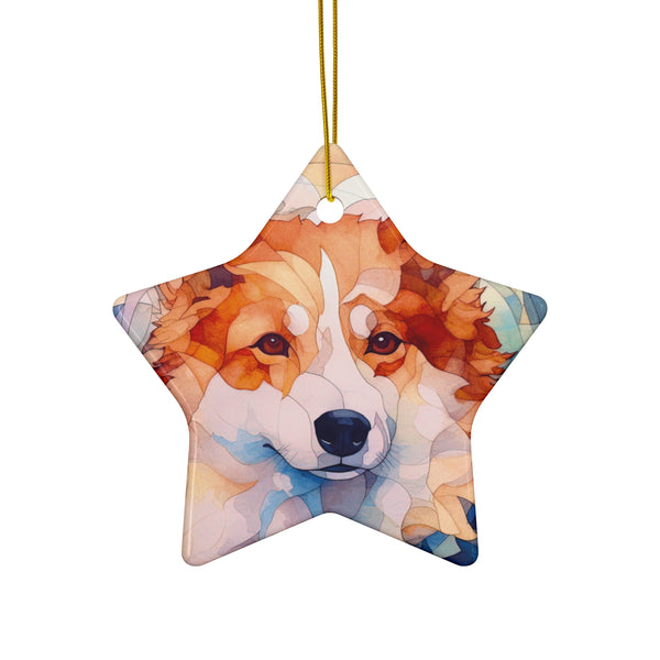 🐾 Corgi Snowflake Ceramic Ornament ❄️