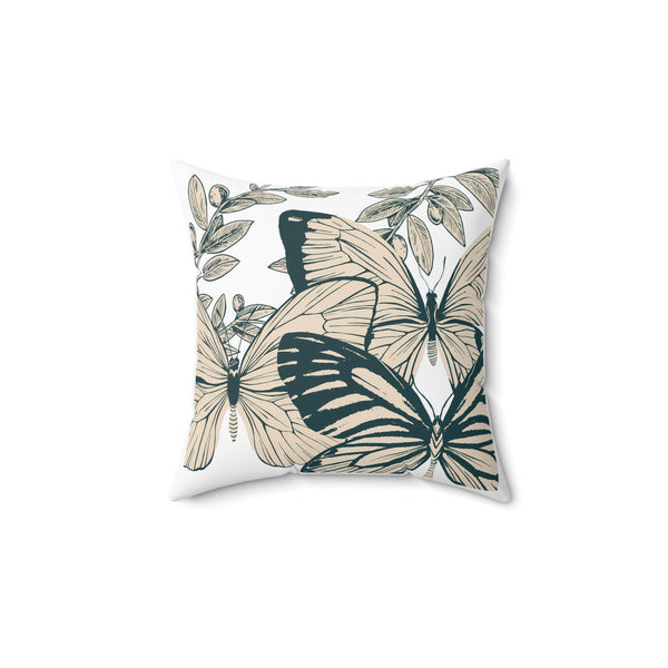 Butterfly Design Spun Polyester Square Pillow, Double-Sided Cushion, Cozy Decorative Pillow, Zippered Home Decor Elegant Butterfly Pillow