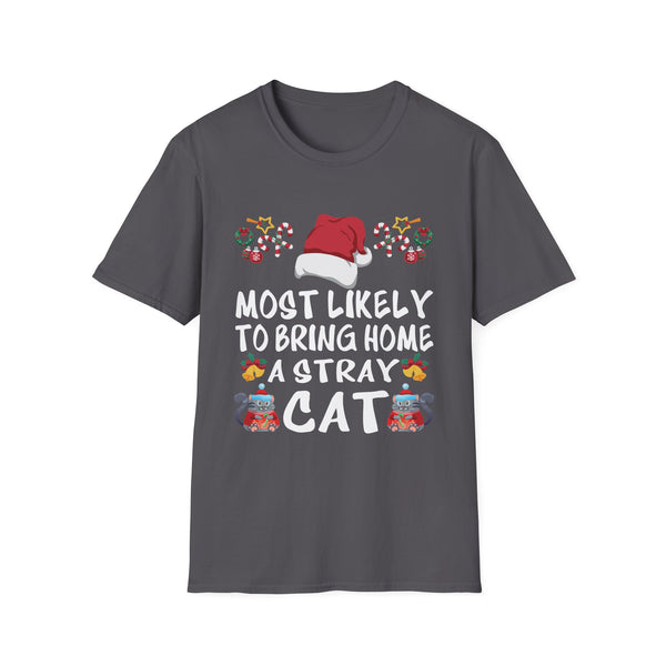 Most Likely To Bring Home A Stray Cat Matching Christmas Unisex Softstyle T-Shirt