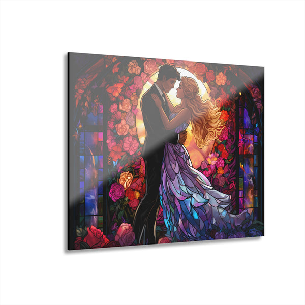 💖 Romantic Couple Stained Glass Acrylic Print 🌹