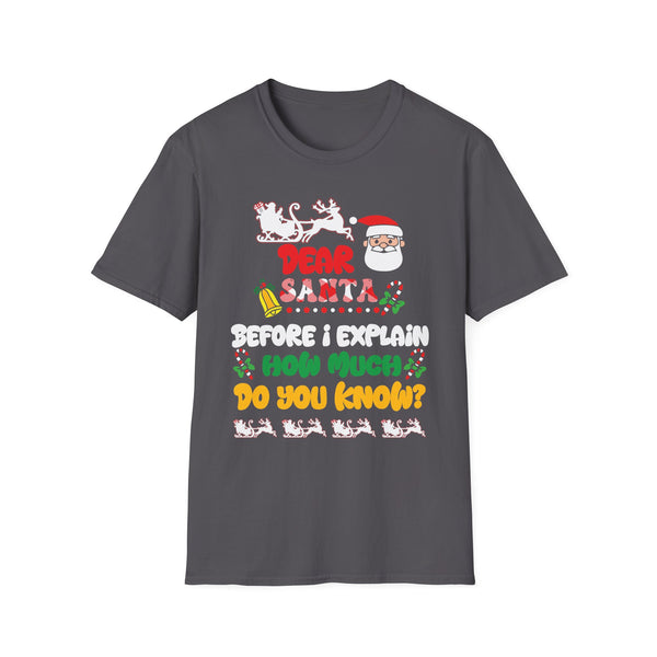 Dear Santa I Can Explain Funny Christmas Shirts Kids Adults. Unisex Softstyle T-Shirt