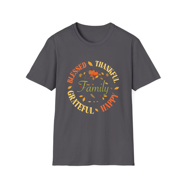 Blessed Thankful Family Thanksgiving Unisex Softstyle T-Shirt