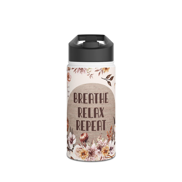 "Breathe, Relax, Repeat" Stainless Steel Water Bottle 🌸💧