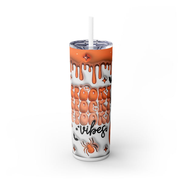 🕷️ Spooky Vibes 20oz Skinny Tumbler – Halloween Ghosts & Pumpkins 🎃