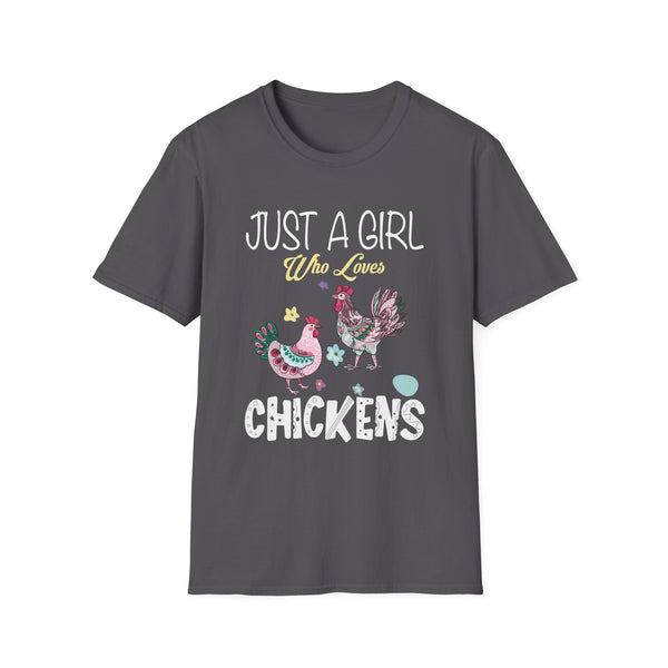 Just A Girl Who Loves Chickens Cute Floral Women & Girls Unisex Softstyle T-Shirt