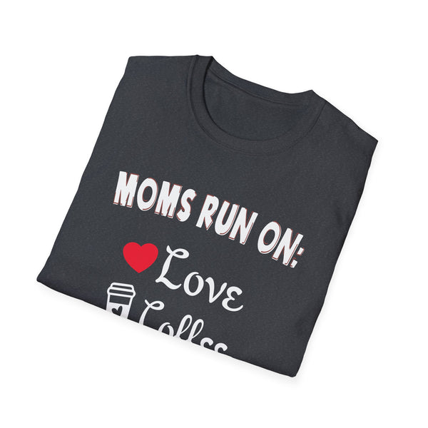 Mom Tee - Moms Run on Love, Coffee and Wine Tee Unisex Softstyle T-Shirt