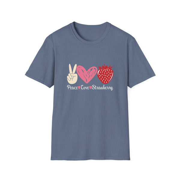 Peace Love Strawberry Farmer Strawberries Lover Berry Fruits  Unisex Softstyle T-Shirt