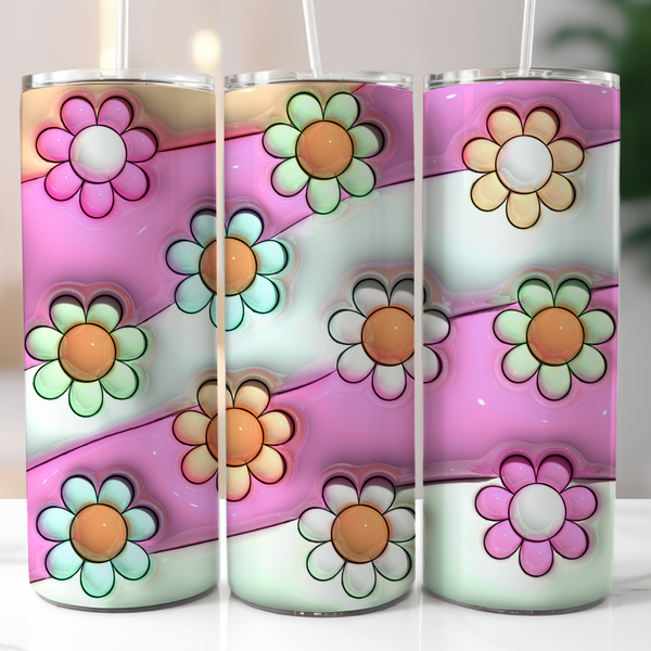 🌸 Minimalist 3D Daisy Flowers 20oz Skinny Tumbler 🌼